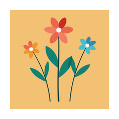 Colorful flowers simple floral design illustration