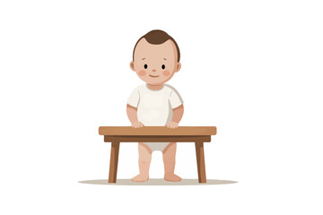 Early Child Development Vector – Baby Learning to Stand