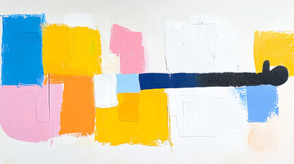 Naklejka premium A vibrant abstract painting with bold colors and dynamic shapes that evoke creativity and modern art aesthetics.