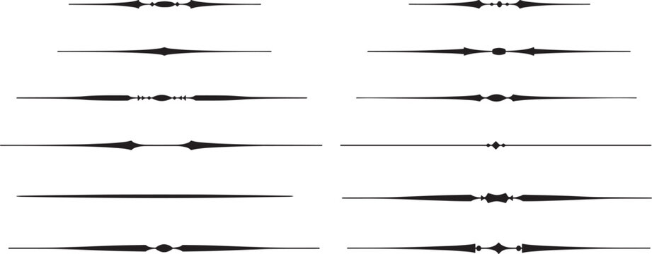 Minimalist Horizontal Line Dividers and Text Separators, Set of Simple Vector Design Elements