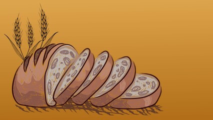 Fragrant bread with golden ears of grain