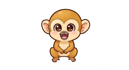 Obraz premium 可愛い猿 優しい瞳 幸せ笑顔 水彩風イラスト. AI Generated