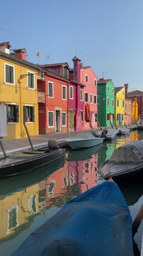 Vibrant streets of Burano, Venice Italy