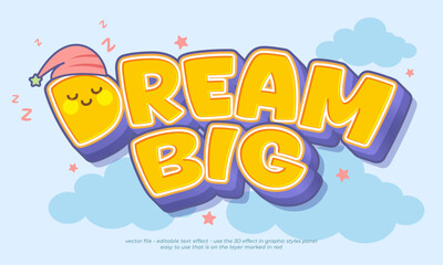 Dream big cute style with editable text effect