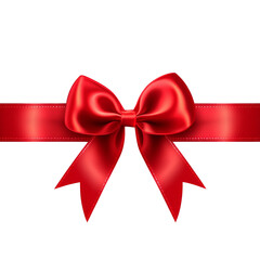 Fototapeta premium A red ribbon bow with a white background