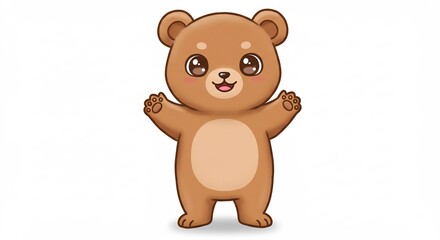 Obraz premium 可愛いクマさん笑顔で両手を広げる 優しい光の中で 幸せなイラスト. AI Generated