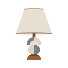 Scandinavian table lamp with geometric base in neutral tones