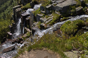 Waterfall on the river Pancava in Krkonose mountains, Czech Republic, Europe
