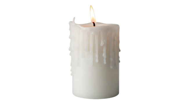 Isolated White Candle with Dripping Wax - Powered by Adobe