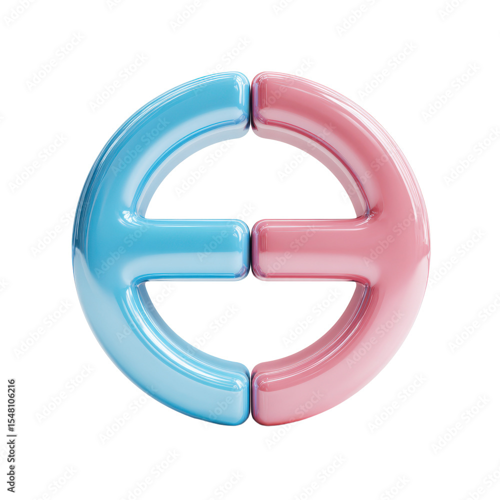 Poster the image is a blue and pink circle with the letters e and t in the middle. 3d png transparent backg