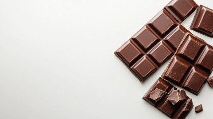Dark Chocolate Bars on White Background, dessert , sweets
