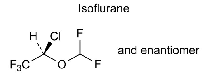 Chemical structure of isoflurane, drug substance