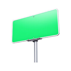 Blank green road sign, isolated on white background.