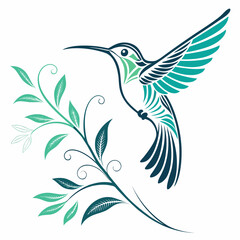 Fototapeta premium hummingbird and flower | Tropical Hummingbird Vector – Vibrant Bird Design