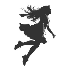 Flying Girl Silhouette Vector Illustration in Motion