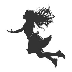 Flying Girl Silhouette Vector Illustration in Motion