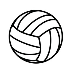 A simple black and white line drawing of a volleyball on a plain white background illustration image