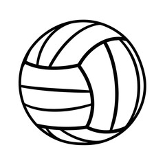 Illustration of a volleyball with black outline on a white background in a simple graphic style