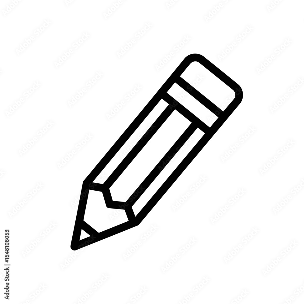 Poster a simple line drawing of a pencil with an eraser on a white background in a minimalist style