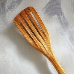 Wooden Cooking Spatula on Artistic Background with Gray Swirls