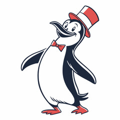 penguin on a white background, vector, funny
