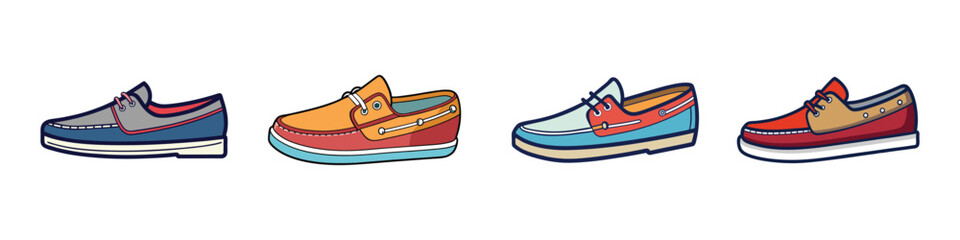 Boat Shoes Flat Illustration in Simple Minimalist Flat Style