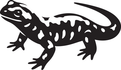 Black and white salamander illustration for decor, Spotted reptile graphic minimal look