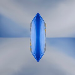 Abstract Blue Crystal Reflection on a Calm Background Surface