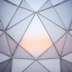 Geometric Transparent Structure with Soft Sunset Light Reflection