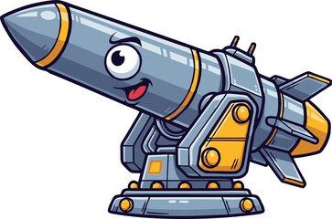 Cartoon Rocket Launcher with Friendly Face