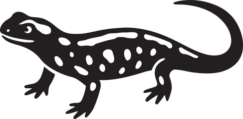 Stylish illustration of a salamander black and white, Spotted amphibian artwork for design