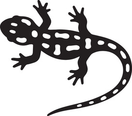Spotted salamander minimalist design in black and white, Simple and cute reptile illustration