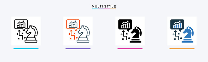 Business Strategy multiple icon style vector illustration