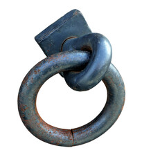 This antique cast iron ring mount, worn with history, highlights the craftsmanship of old sailing...