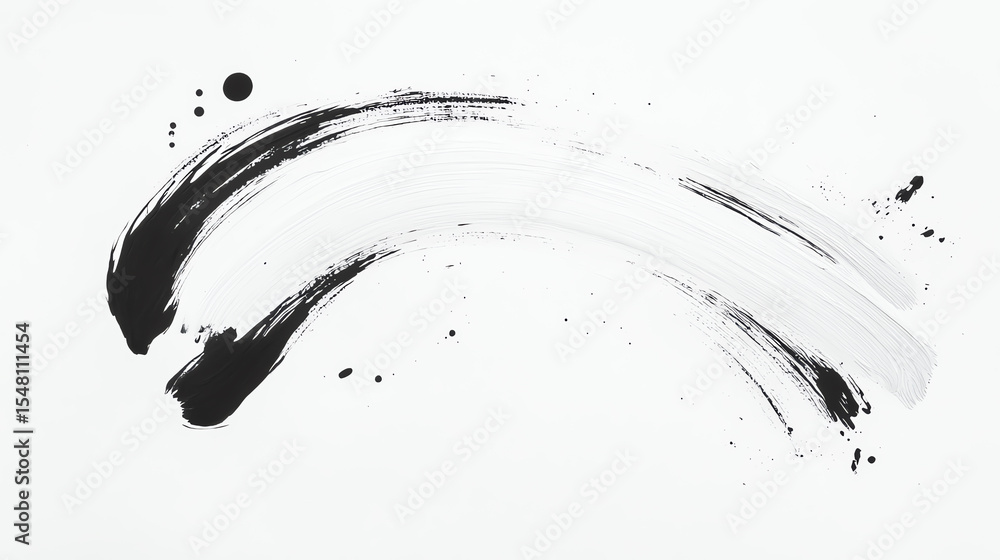 Poster abstract black and white paint strokes creating a minimalist design. perfect for modern art projects