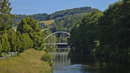 Footbridge over river Jizera in Semily,Liberec Region, Czech Republic, Europe
