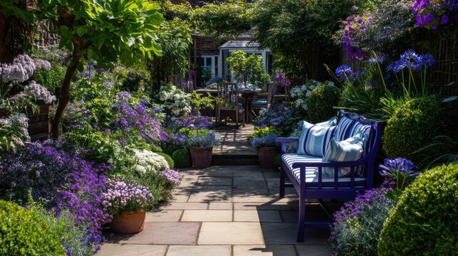 Beautiful Garden Oasis With Vibrant Flowers Zoom Background