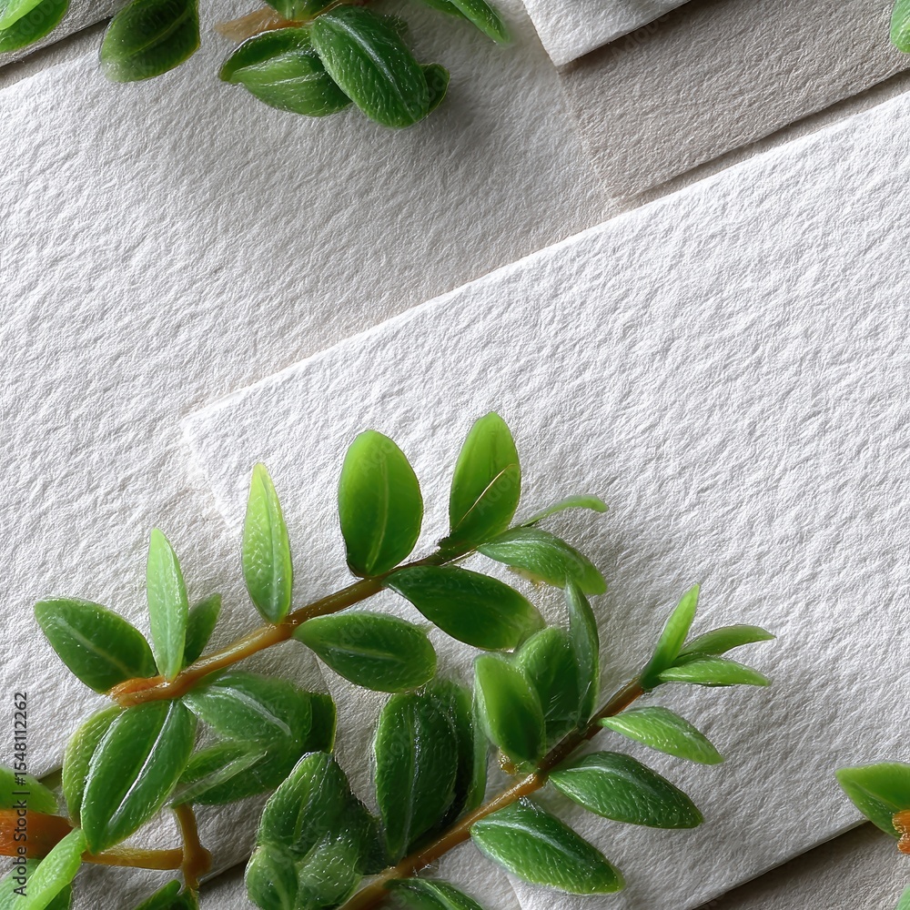Poster soft shadows of tree leaves create a delicate pattern on a white paper background, ideal for design 