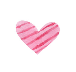 Fototapeta premium Isolated soft pink textured watercolor striped watercolor hand painted watercolor heart