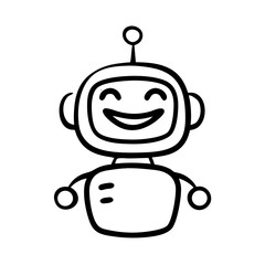 Obraz premium Happy smiling robot character illustration on transparent background 