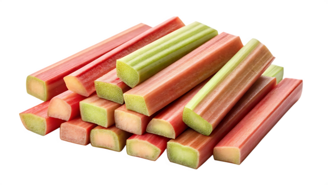 Fresh rhubarb stalks for sale healthy food photo on transparent background