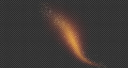 Christmas glowing bokeh confetti light and glitter texture overlay for your design. Festive sparkling gold dust png. On transparent background.Holiday dust for cards, invitations, banners, ads.