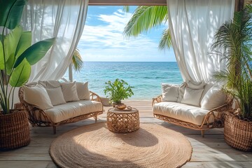 Caribbean-inspired sun terrace with open interior
