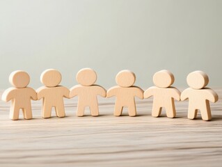 Wooden Figures Holding Hands - Unity, Teamwork, Community , Collaboration
