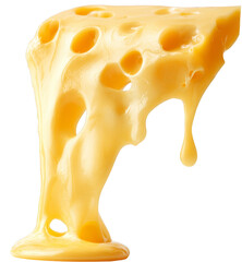 Melted Yellow Cheese Dripping With Creamy Texture Against Transparent Background