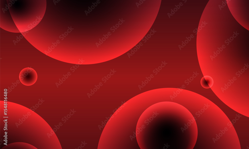 Aufkleber Red abstract modern geometric background with circles. Vibrant color gradation minimalist composition with rounds.