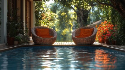 Luxury Indoor-Outdoor Pool Lounge Surrounded by Nature