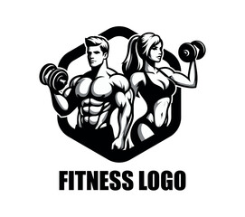 Fitness Logo with Strong Bodybuilder