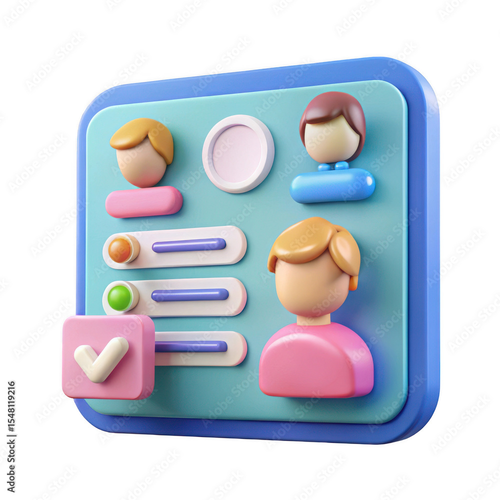 Poster 3d user interface profile panel isolated on transparent background