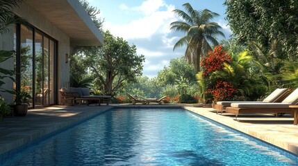 Luxury Indoor-Outdoor Pool Lounge Surrounded by Nature